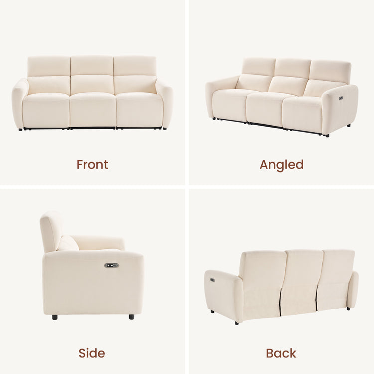 Cirrus 83" Beige Zero Gravity Power Reclining 3-Seat Sofa with USB & Type-C