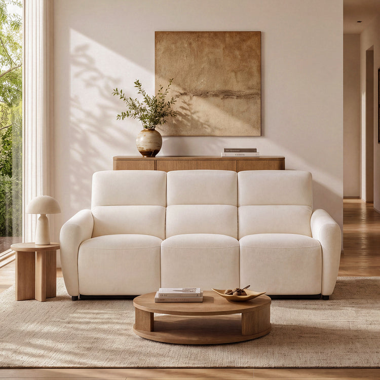 Cirrus 83" Beige Zero Gravity Power Reclining 3-Seat Sofa with USB & Type-C