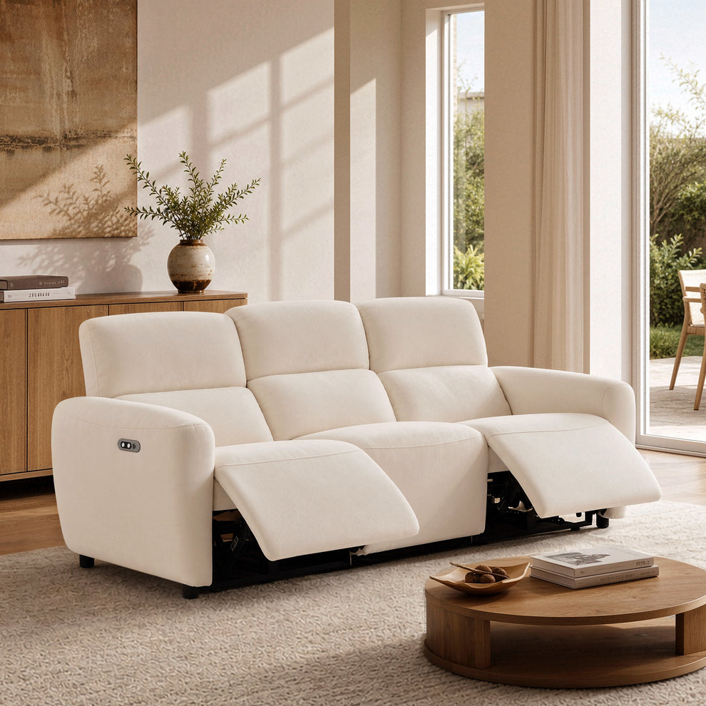 Cirrus 83" Beige Zero Gravity Power Reclining 3-Seat Sofa with USB & Type-C