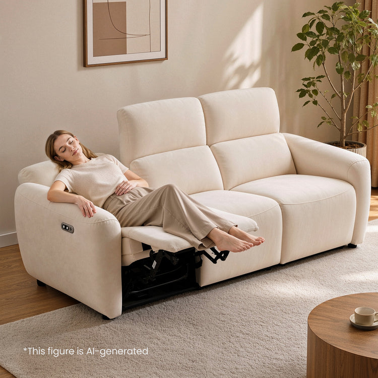 Cirrus 83" Beige Zero Gravity Power Reclining 3-Seat Sofa with USB & Type-C