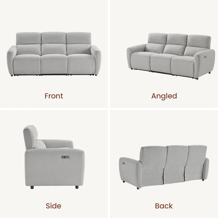 Cirrus 83" Gray Zero Gravity Power Reclining 3-Seat Sofa with USB & Type-C