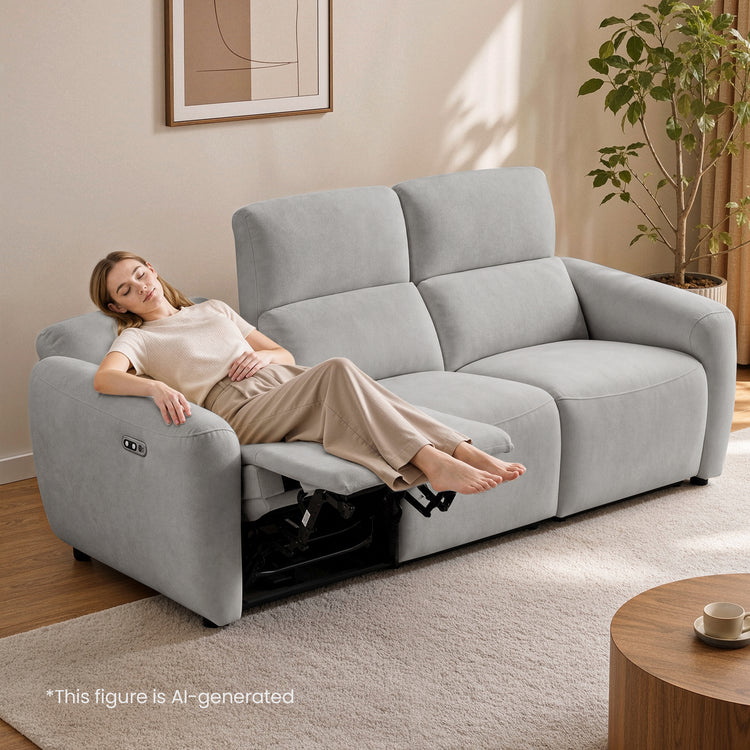 Cirrus 83" Gray Zero Gravity Power Reclining 3-Seat Sofa with USB & Type-C