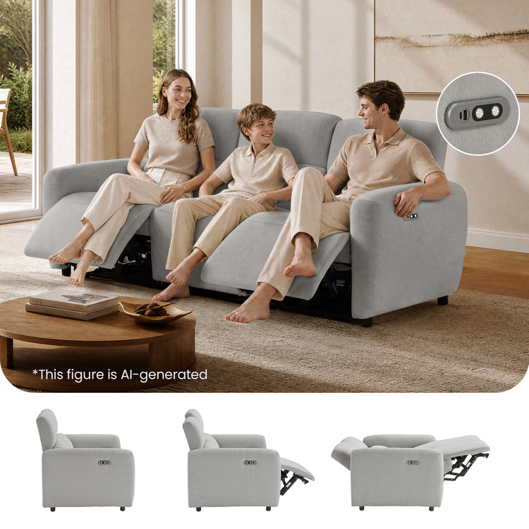 Cirrus 83" Gray Zero Gravity Power Reclining 3-Seat Sofa with USB & Type-C