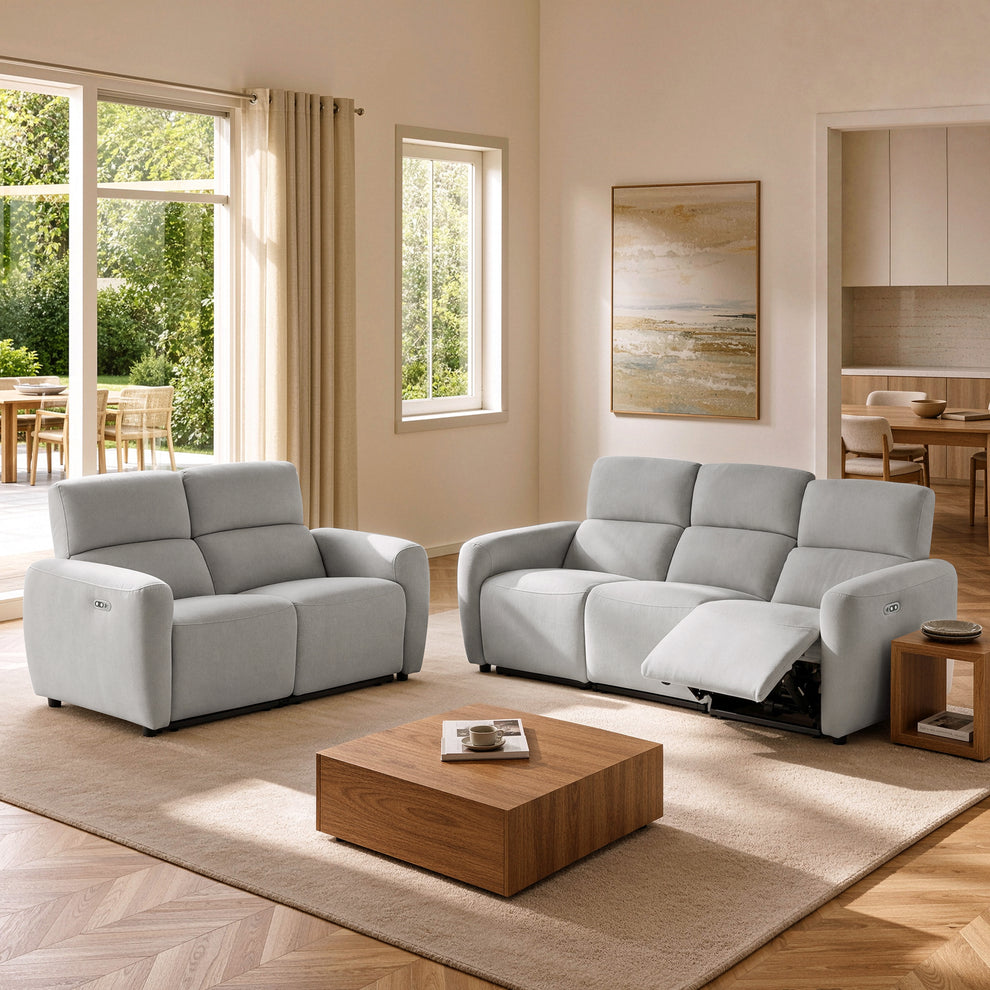 Cirrus Gray Zero Gravity Power Reclining 3-Seater& Loveseat Sofa Set with USB & Type-C