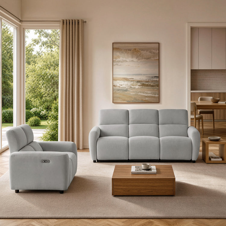 Cirrus Gray Zero Gravity Power Reclining 3-Seater& Loveseat Sofa Set with USB & Type-C