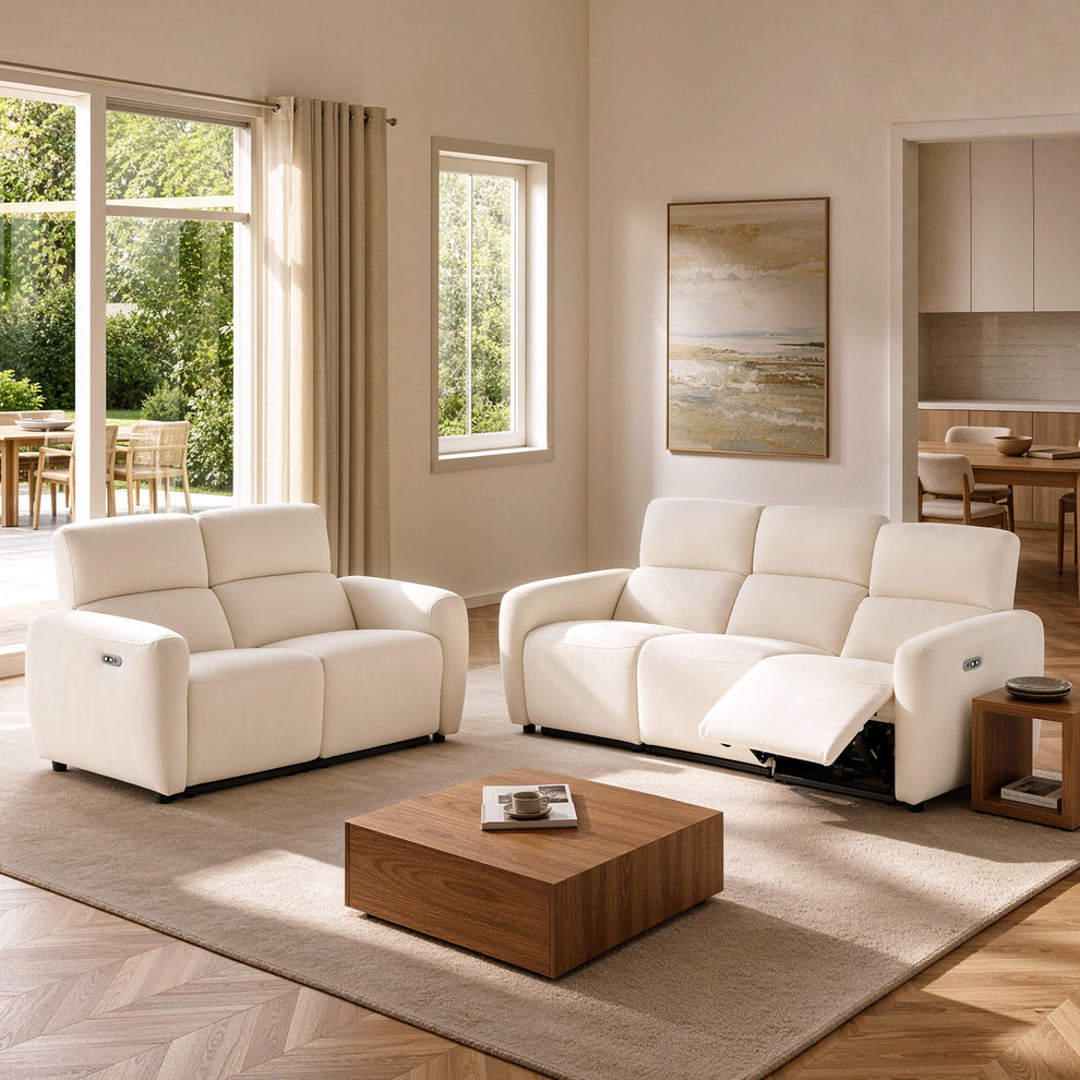 Cirrus Beige Zero Gravity Power Reclining 3-Seater& Loveseat Sofa Set with USB & Type-C