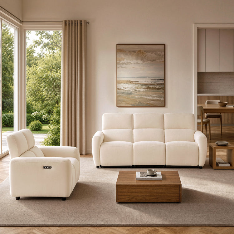 Cirrus Beige Zero Gravity Power Reclining 3-Seater& Loveseat Sofa Set with USB & Type-C