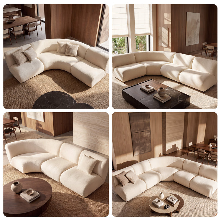 Cloud Modular Sectional Sofa - Ivory White Chenille L-Shaped 4 Seater, 68.5 Wide