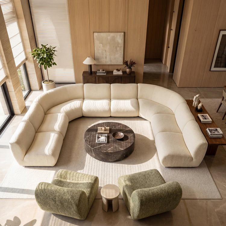 Cloud Modular Sectional Sofa - Ivory White Chenille L-Shaped 4 Seater, 68.5 Wide