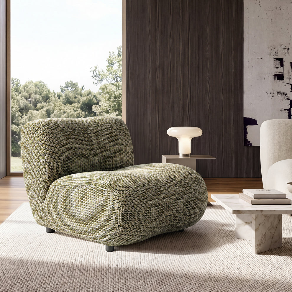 Cloud Modular Sofa - Olive Green Chenille Armless Lounge Chair, 31.7 Wide