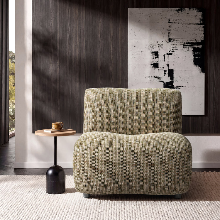 Cloud Modular Sofa - Olive Green Chenille Armless Lounge Chair, 31.7 Wide