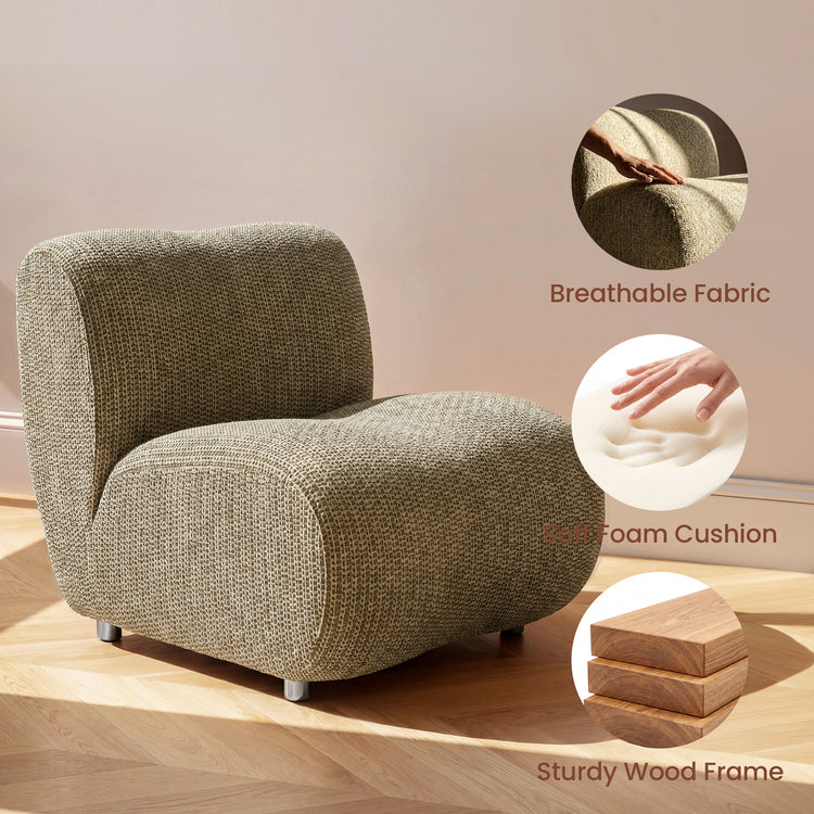 Cloud Modular Sofa - Olive Green Chenille Armless Lounge Chair, 31.7 Wide