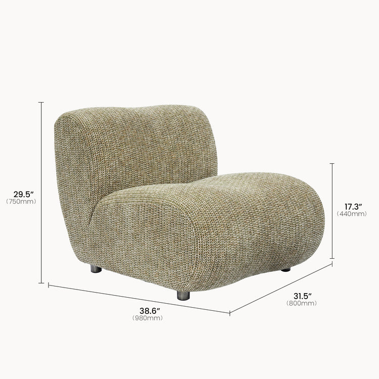 Cloud Modular Sofa - Olive Green Chenille Armless Lounge Chair, 31.7 Wide