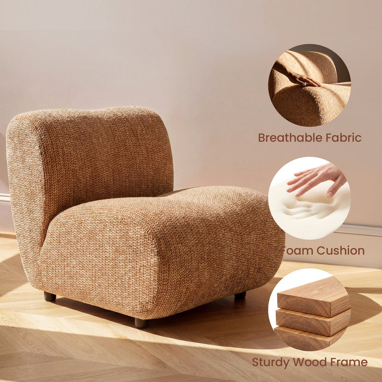Cloud Modular Sofa - Terracotta Red Chenille Armless Lounge Chair, 31.7 Wide