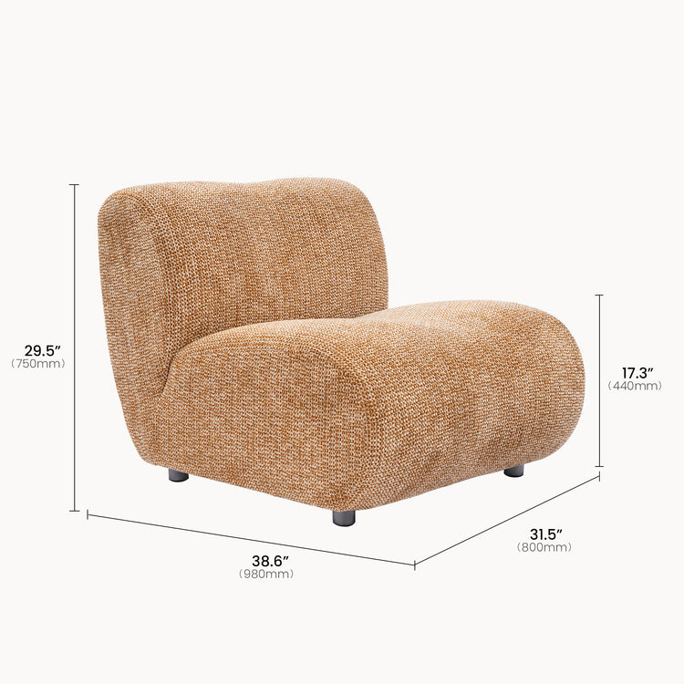 Cloud Modular Sofa - Terracotta Red Chenille Armless Lounge Chair, 31.7 Wide