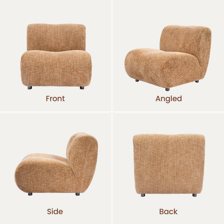 Cloud Modular Sofa - Terracotta Red Chenille Armless Lounge Chair, 31.7 Wide