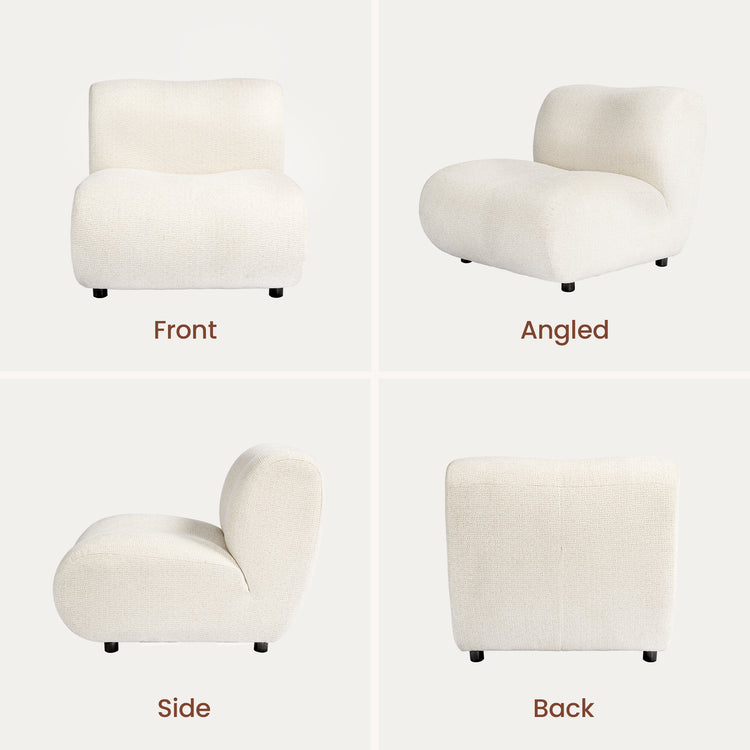 Cloud Modular Sofa - Ivory White Chenille Armless Lounge Chair, 31.7" Wide