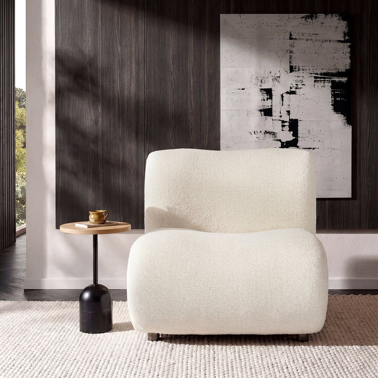 Cloud Modular Sofa - Ivory White Chenille Armless Lounge Chair, 31.7" Wide