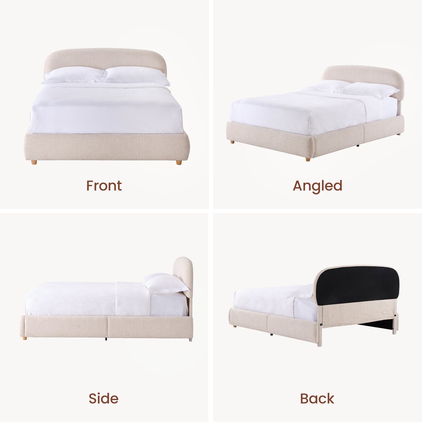 Elara Queen Lift-Up Storage Bed Frame with Adjustable Headboard, Beige