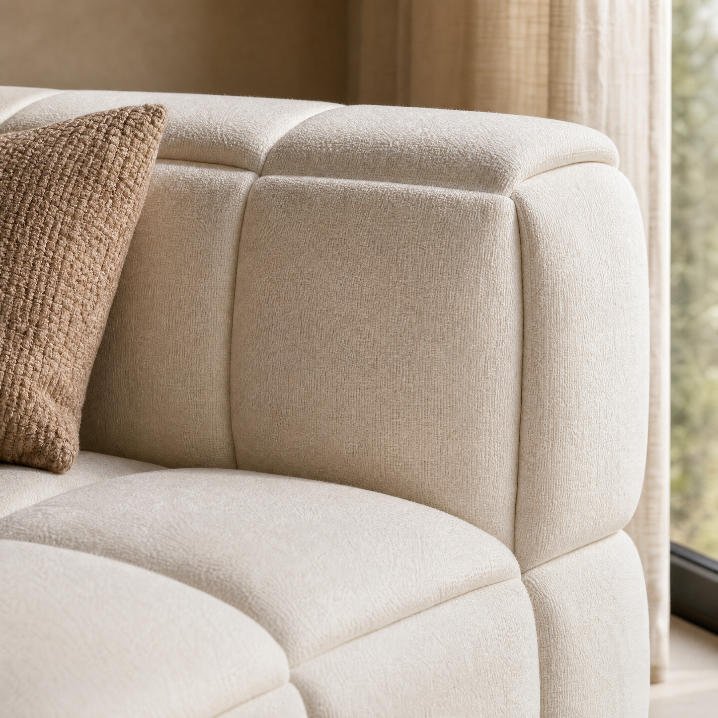 [Pre-Sale] Cream Oversized Accent Chair with Wide Seat and Woven Block Design