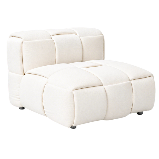 [Pre-Sale] Cream Oversized Accent Chair with Wide Seat and Woven Block Design