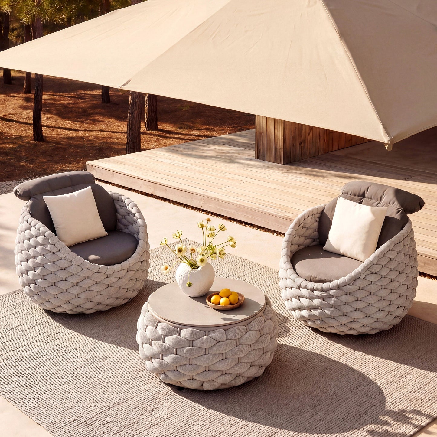 [Pre-Sale] Eggshell Sintered Stone Outdoor Coffee Table
