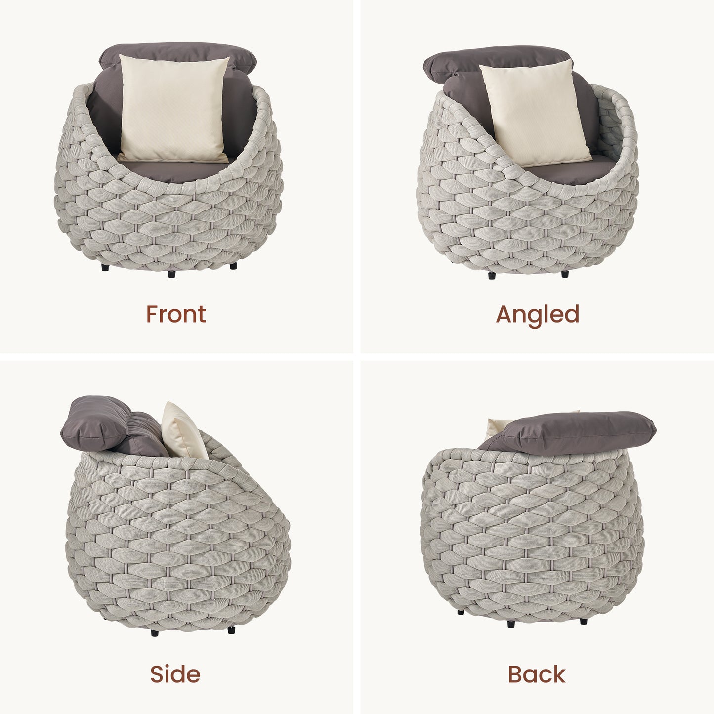 [Pre-Sale] Eggshell Handwoven Rope Outdoor Lounge Chair