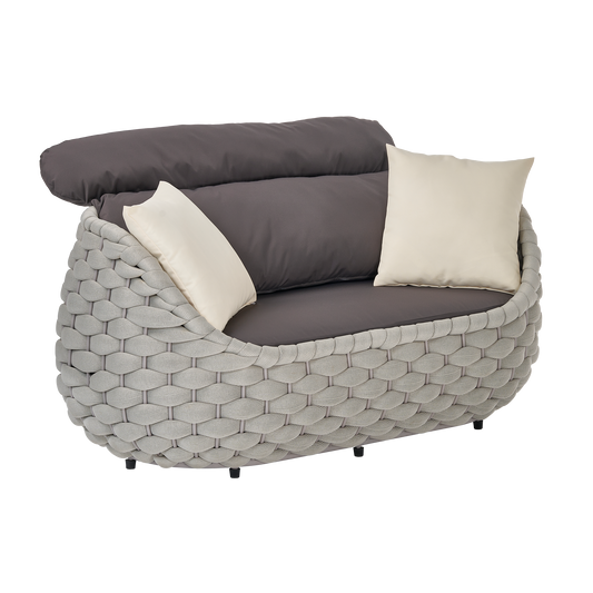 [Pre-Sale] Eggshell Handwoven Rope Outdoor Loveseat