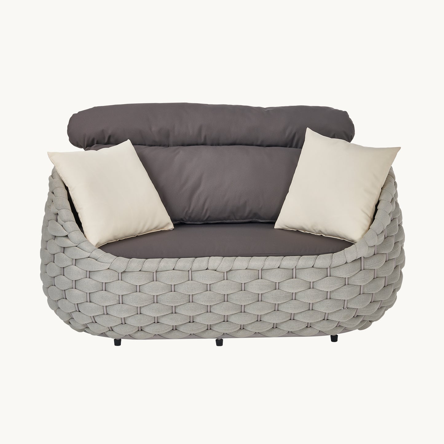 [Pre-Sale] Eggshell Handwoven Rope Outdoor Loveseat