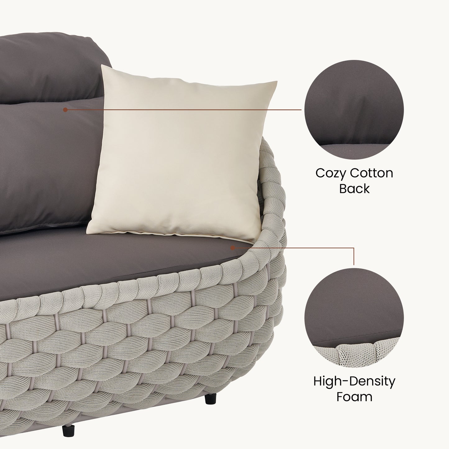 [Pre-Sale] Eggshell Handwoven Rope Outdoor Loveseat