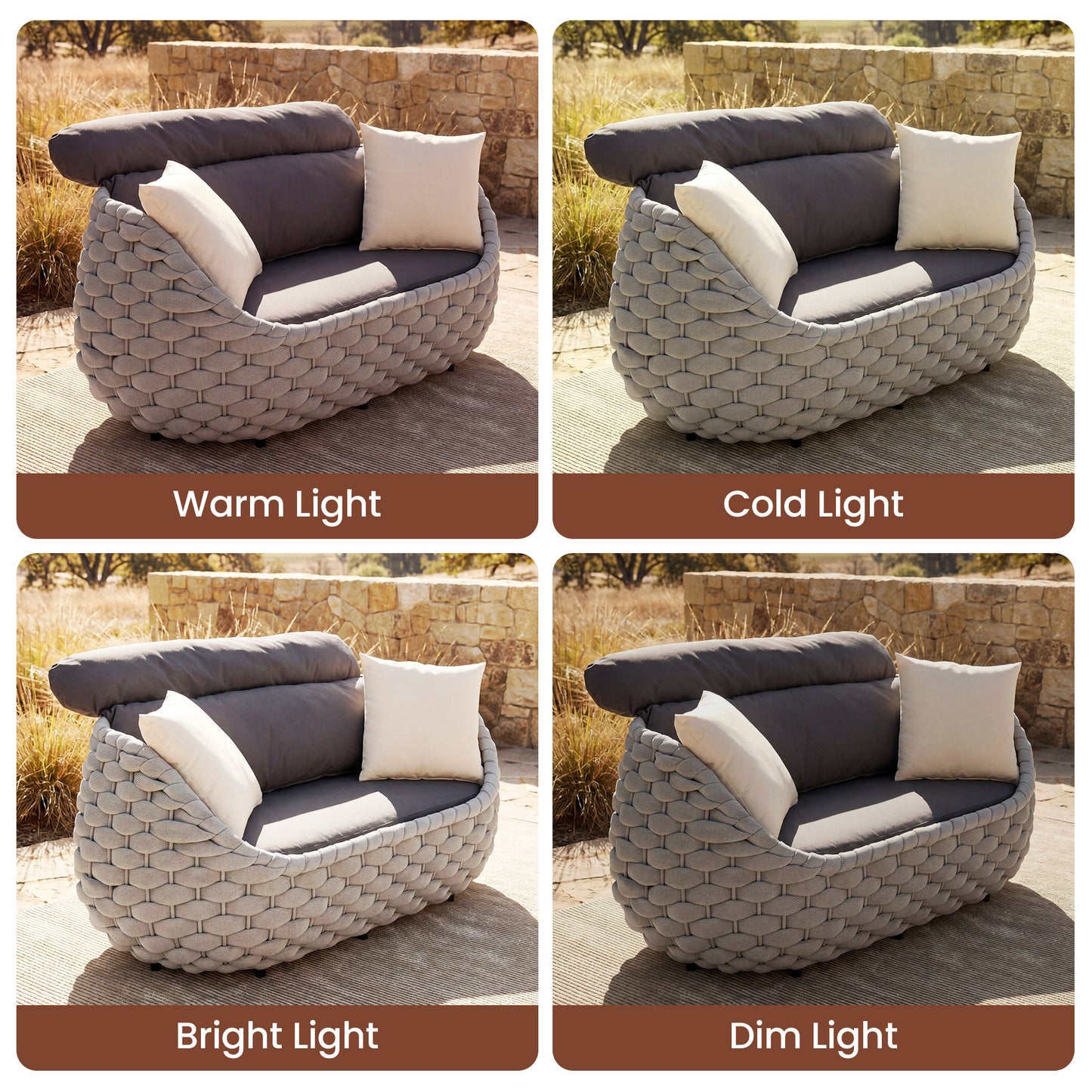 [Pre-Sale] Eggshell Handwoven Rope Outdoor Loveseat