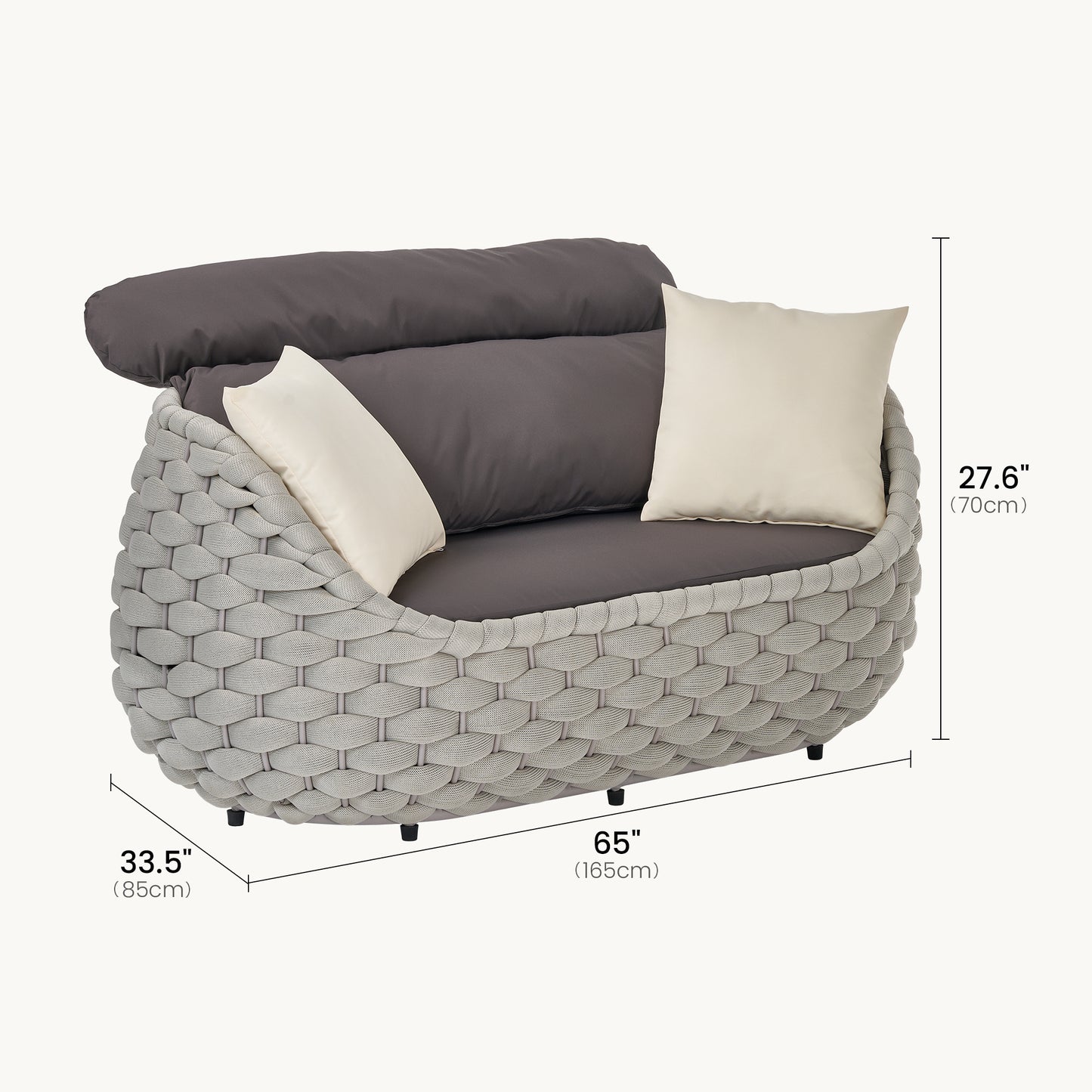 [Pre-Sale] Eggshell Handwoven Rope Outdoor Loveseat