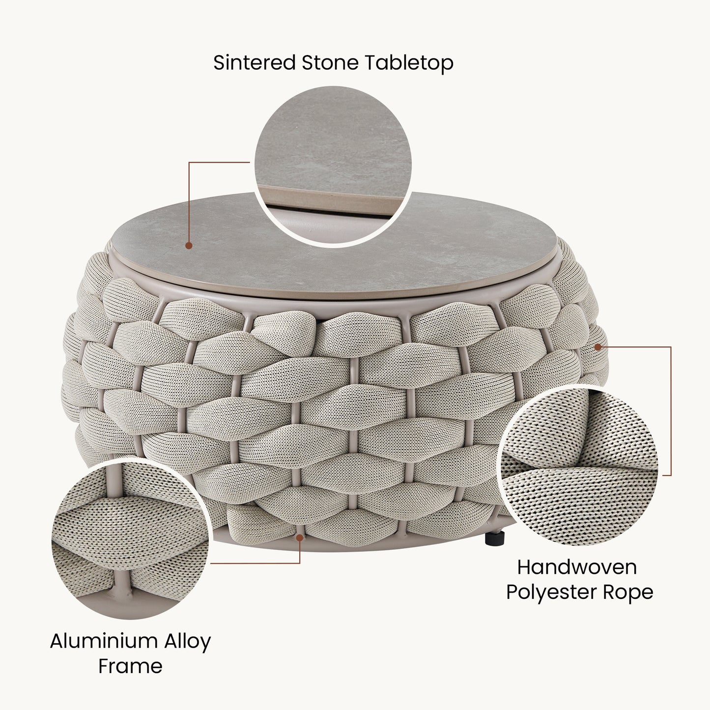 [Pre-Sale] Eggshell Sintered Stone Outdoor Coffee Table