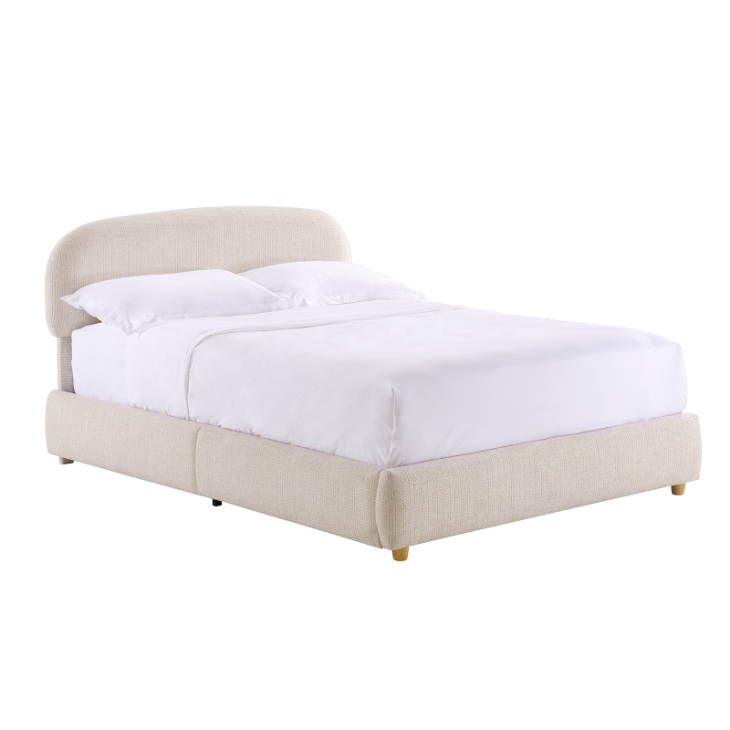 Elara King Lift-Up Storage Bed Frame with Adjustable Headboard, Beige
