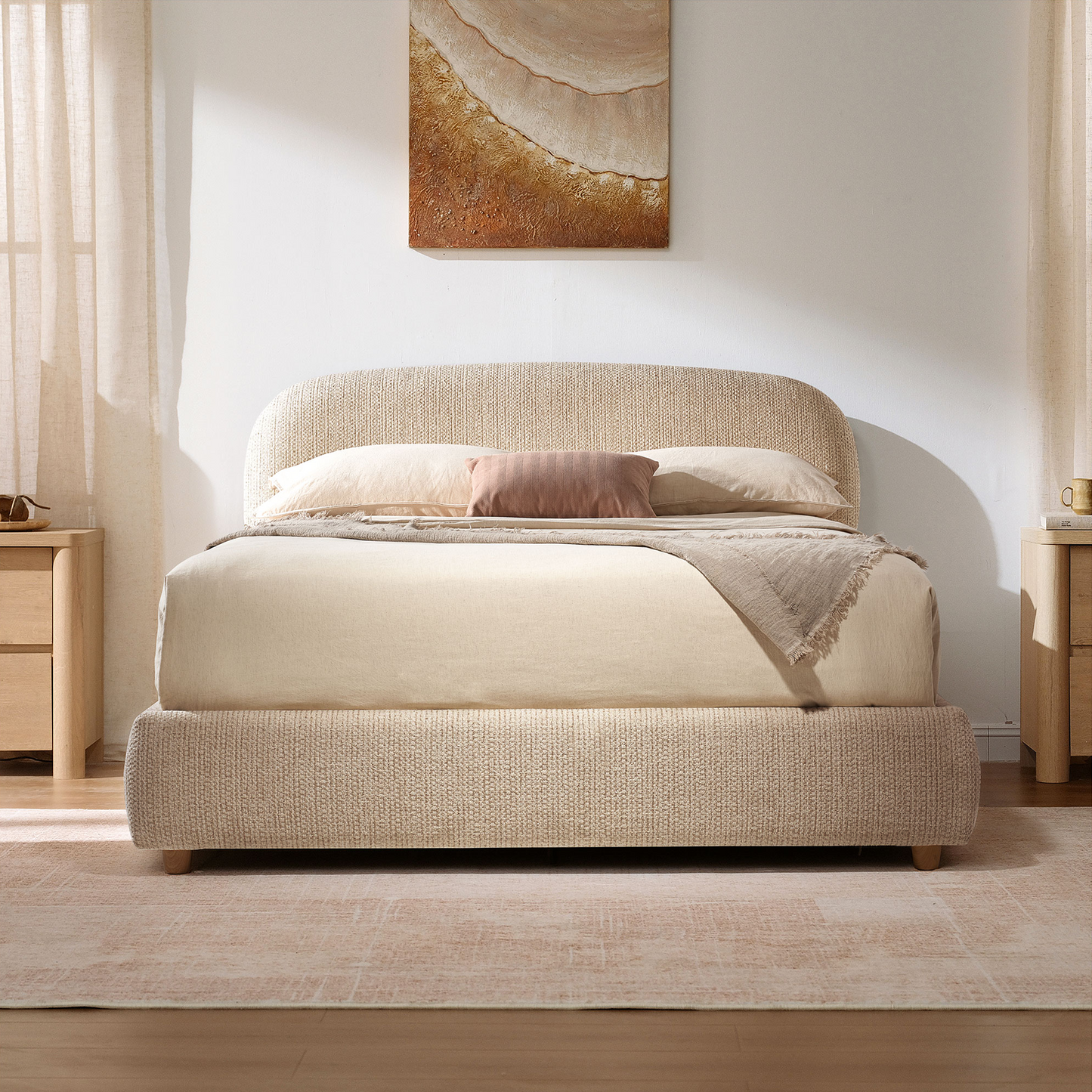 Elara Queen Lift-Up Storage Bed Frame with Adjustable Headboard, Brown