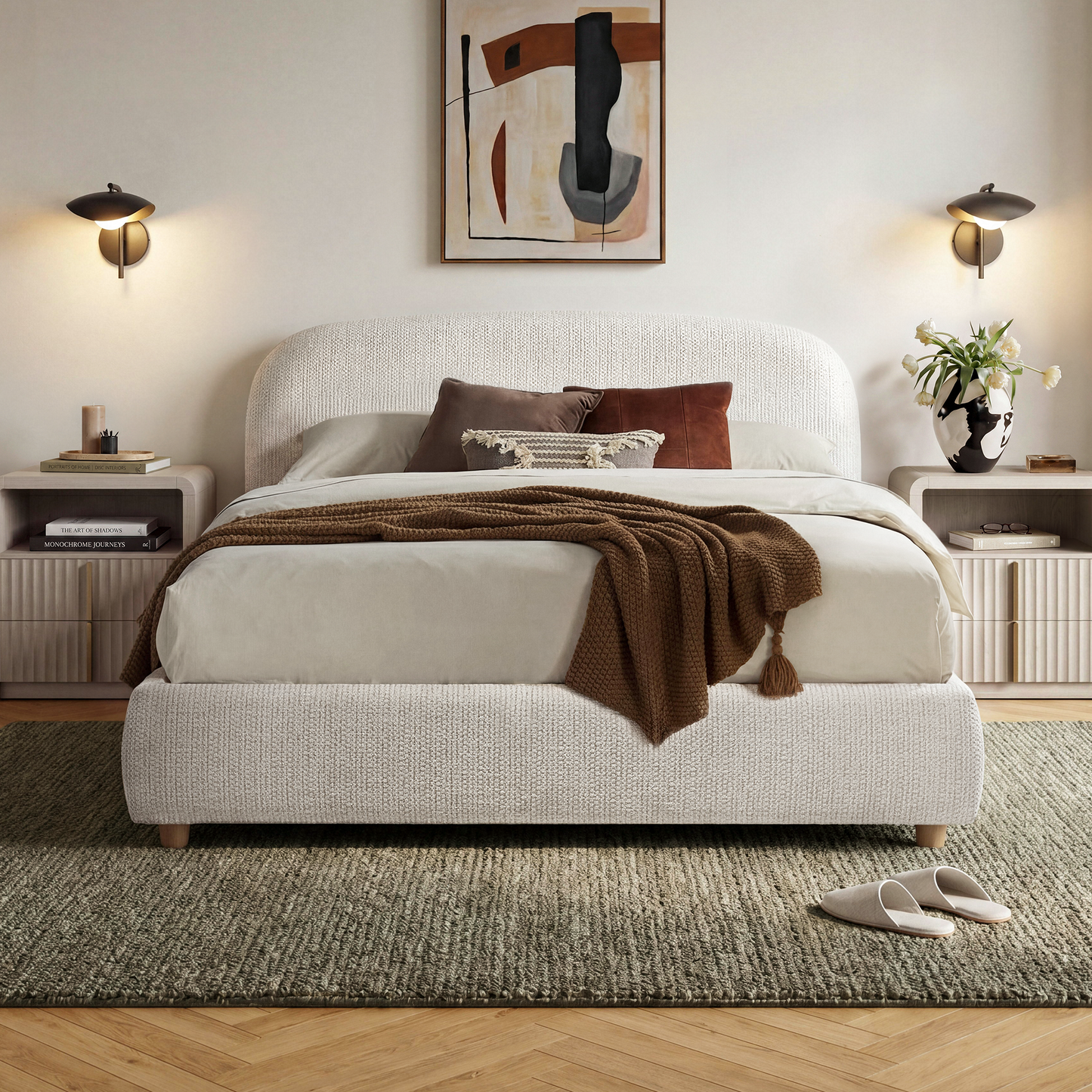 Elara Queen Lift-Up Storage Bed Frame with Adjustable Headboard, Grey