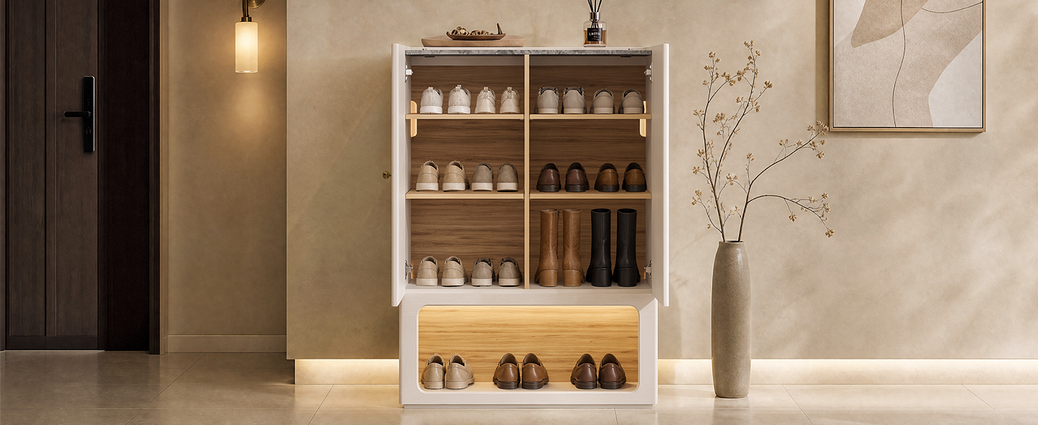 OPEN AND CONCEALED SHOE STORAGE
