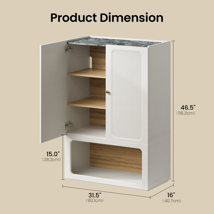 FlexMod 46.5" Modular Scalloped Shoe Cabinet with Soft-Close Doors & Open Storage