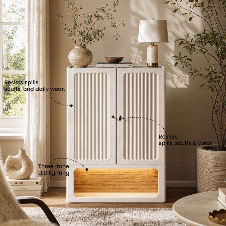 FlexMod 46.5" Modular Scalloped Shoe Cabinet with Soft-Close Doors & Open Storage