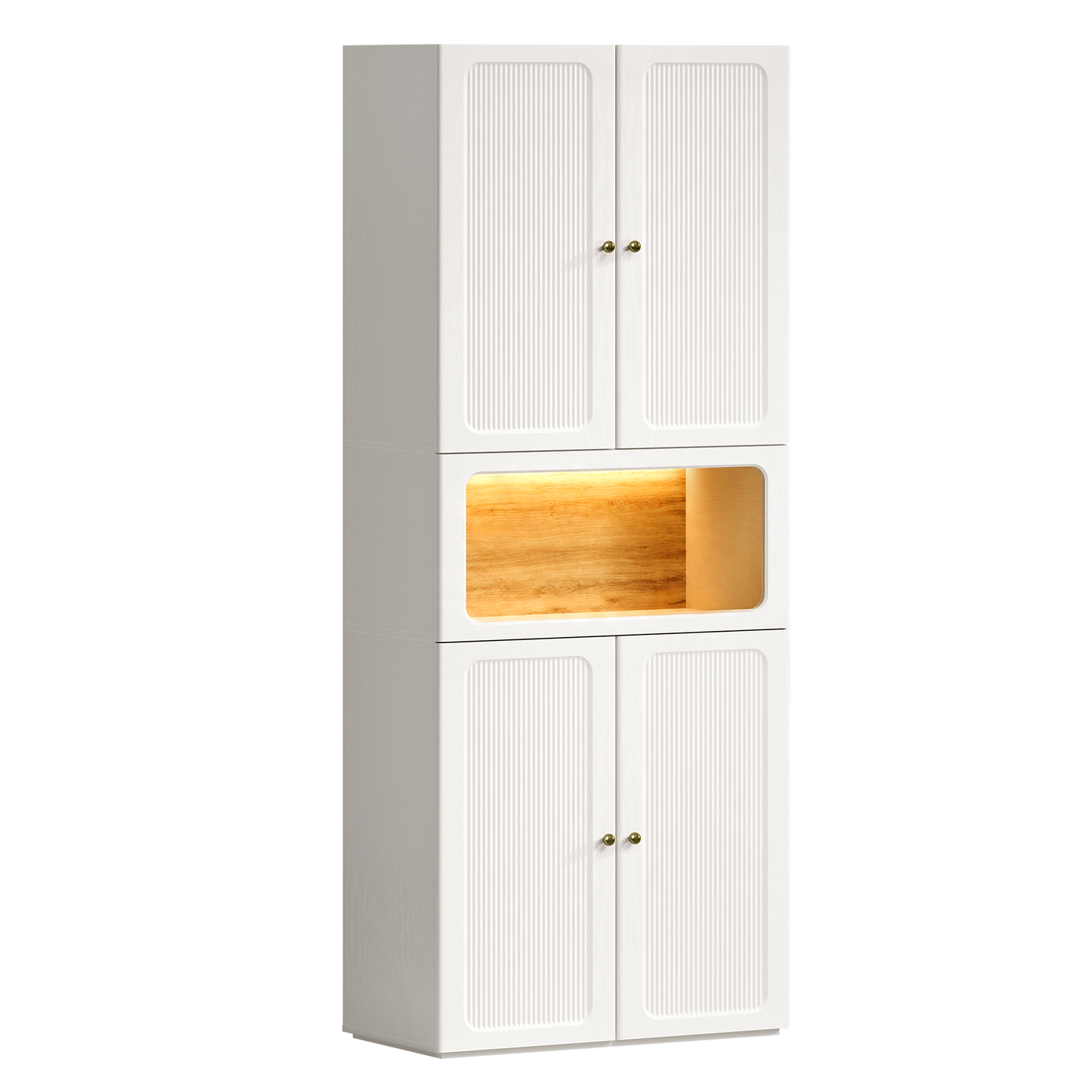 FlexMod 78.1" Modular Tall Storage Cabinet with Scalloped Doors, Drawers & Open Nook