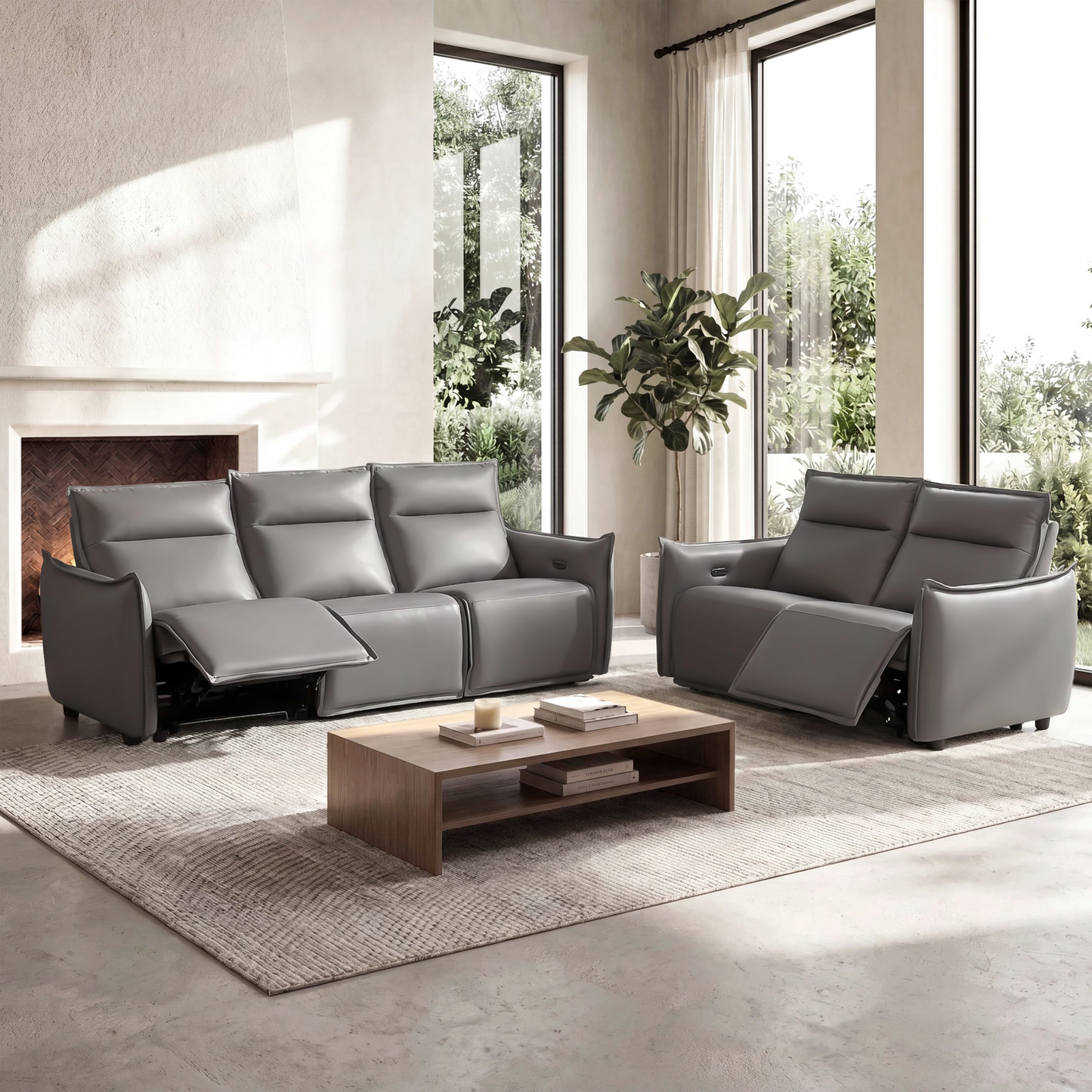 Frame Power Reclining Sofa Set with Zero Gravity & USB-C, Grey