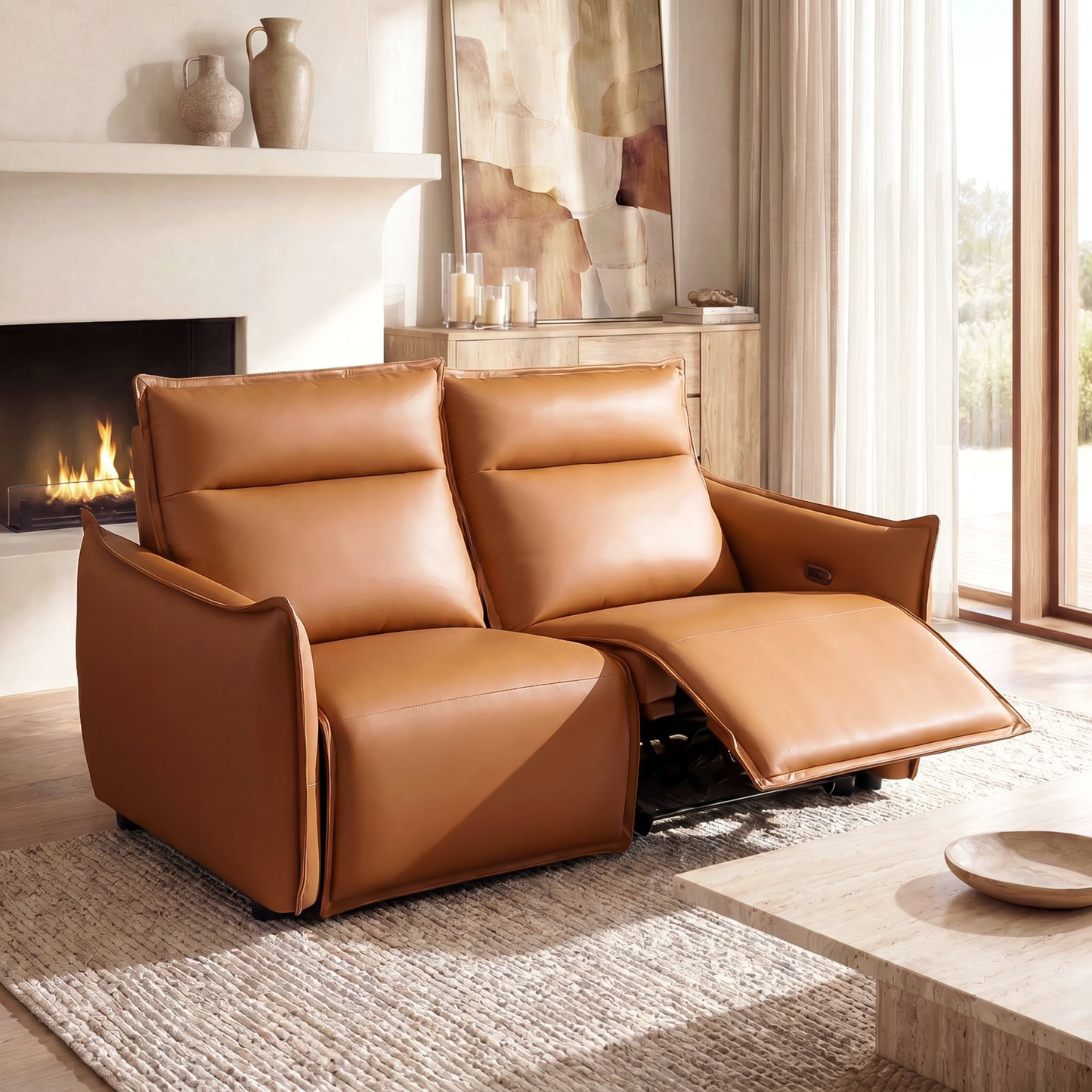 Frame Power Reclining Sofa  Loveseat with Zero Gravity & USB-C, Orange