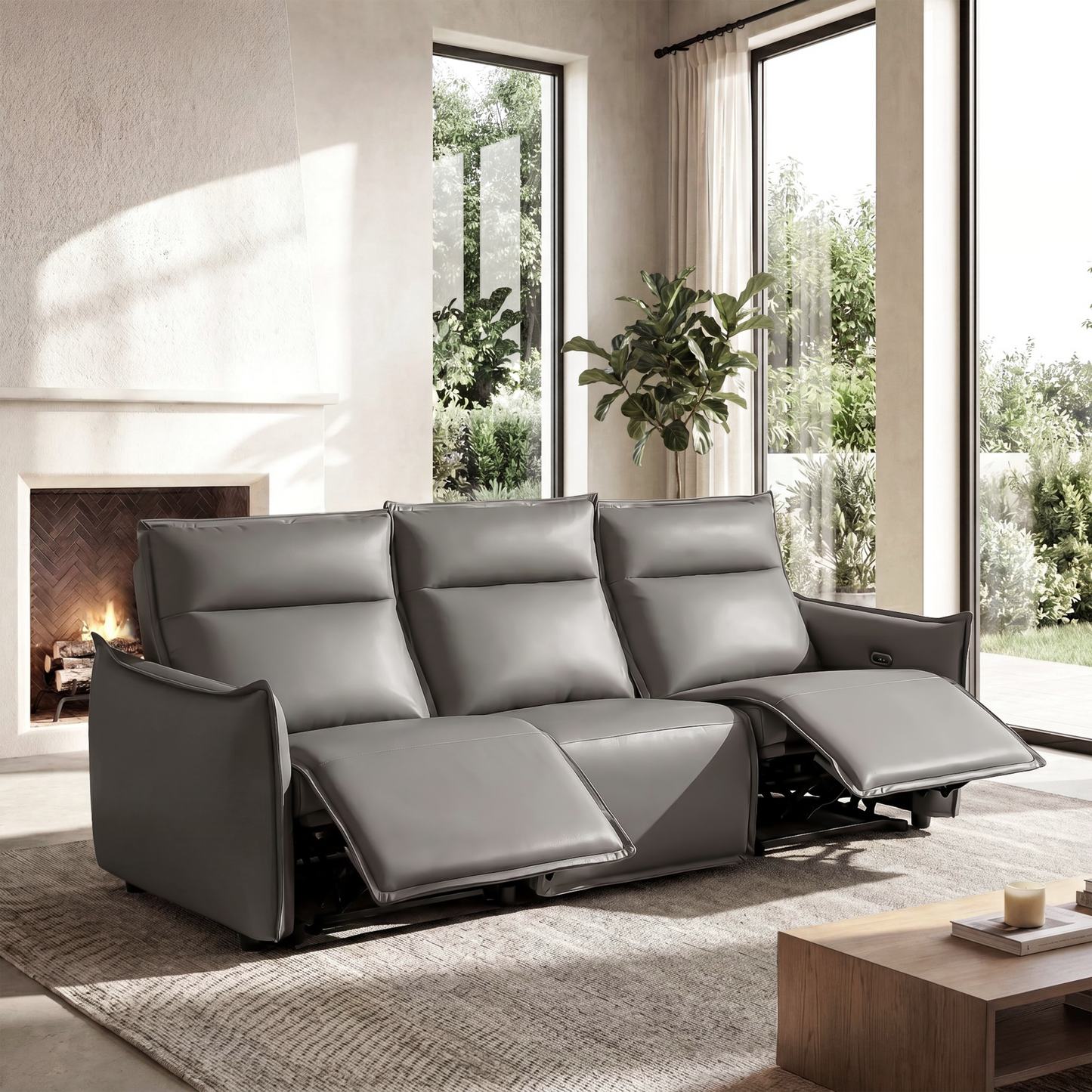 Frame 96" 3-Seater Power Reclining Sofa with Zero Gravity & USB-C, Grey