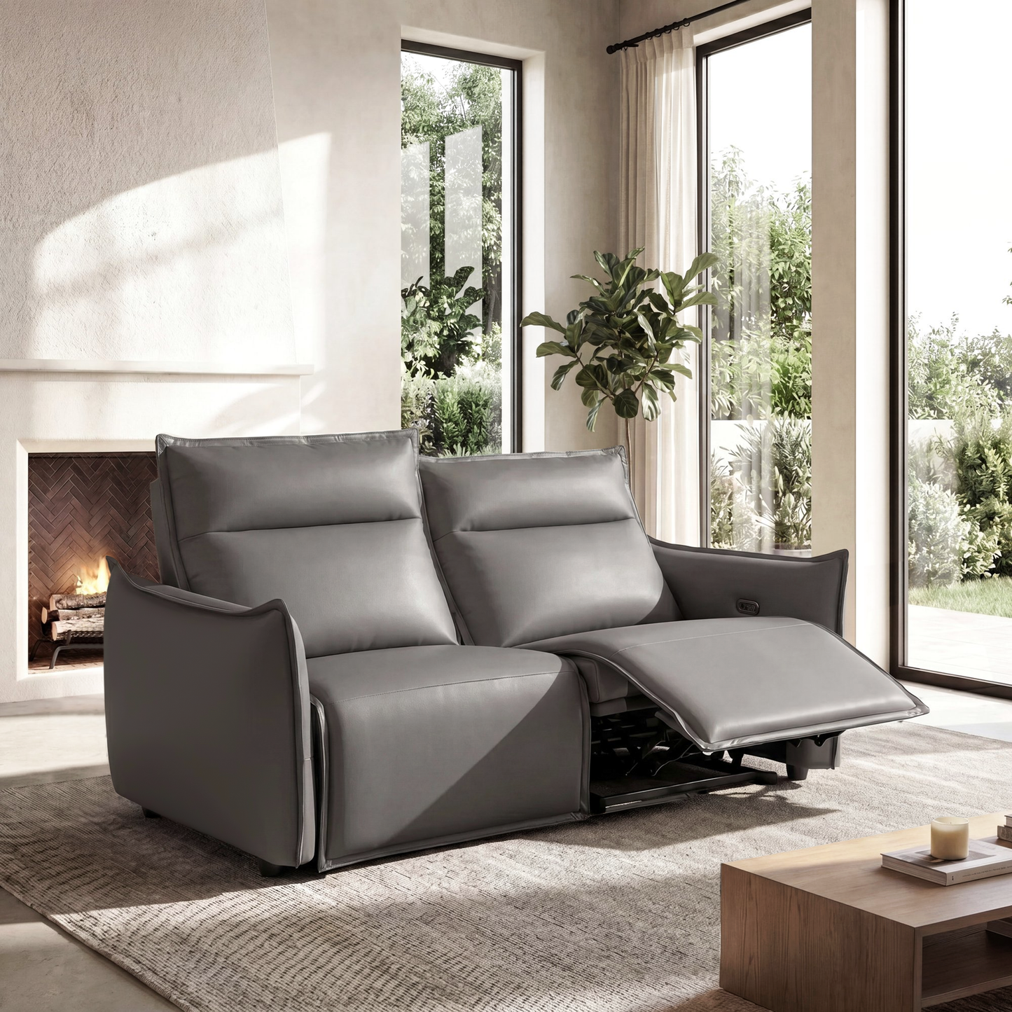 Frame Power Reclining Sofa Loveseat with Zero Gravity & USB-C, Grey