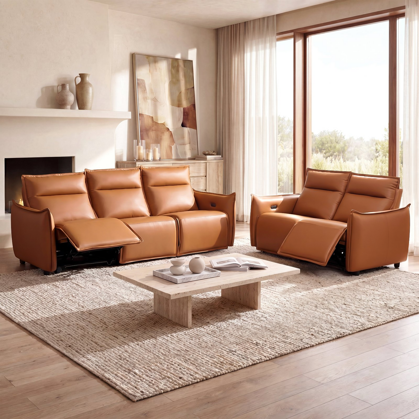 Frame Power Reclining Sofa Set with Zero Gravity & USB-C, Orange