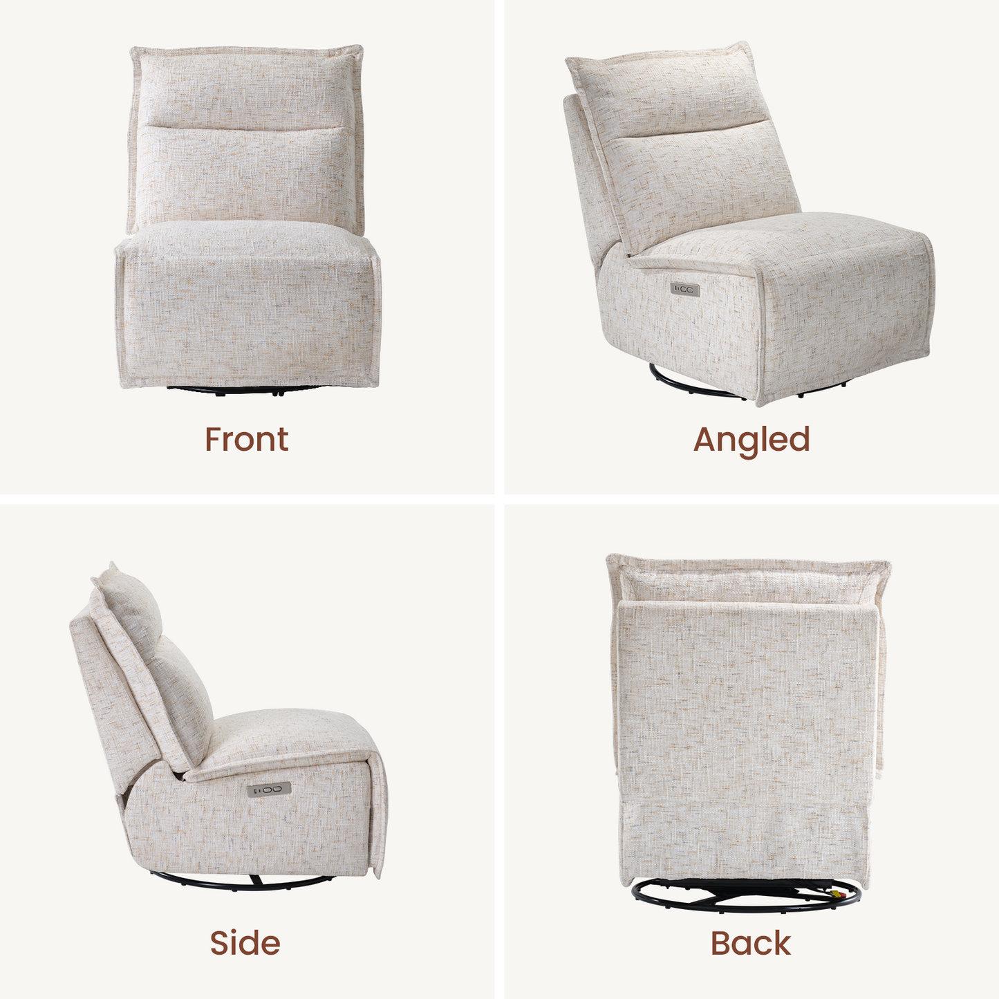 [Pre-sale] Freya Armless Power Swivel Recliner, Sandstone Beige
