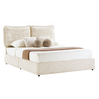 Freya Queen Upholstered Storage Bed Frame with 4 Drawers, Sandstone Beige
