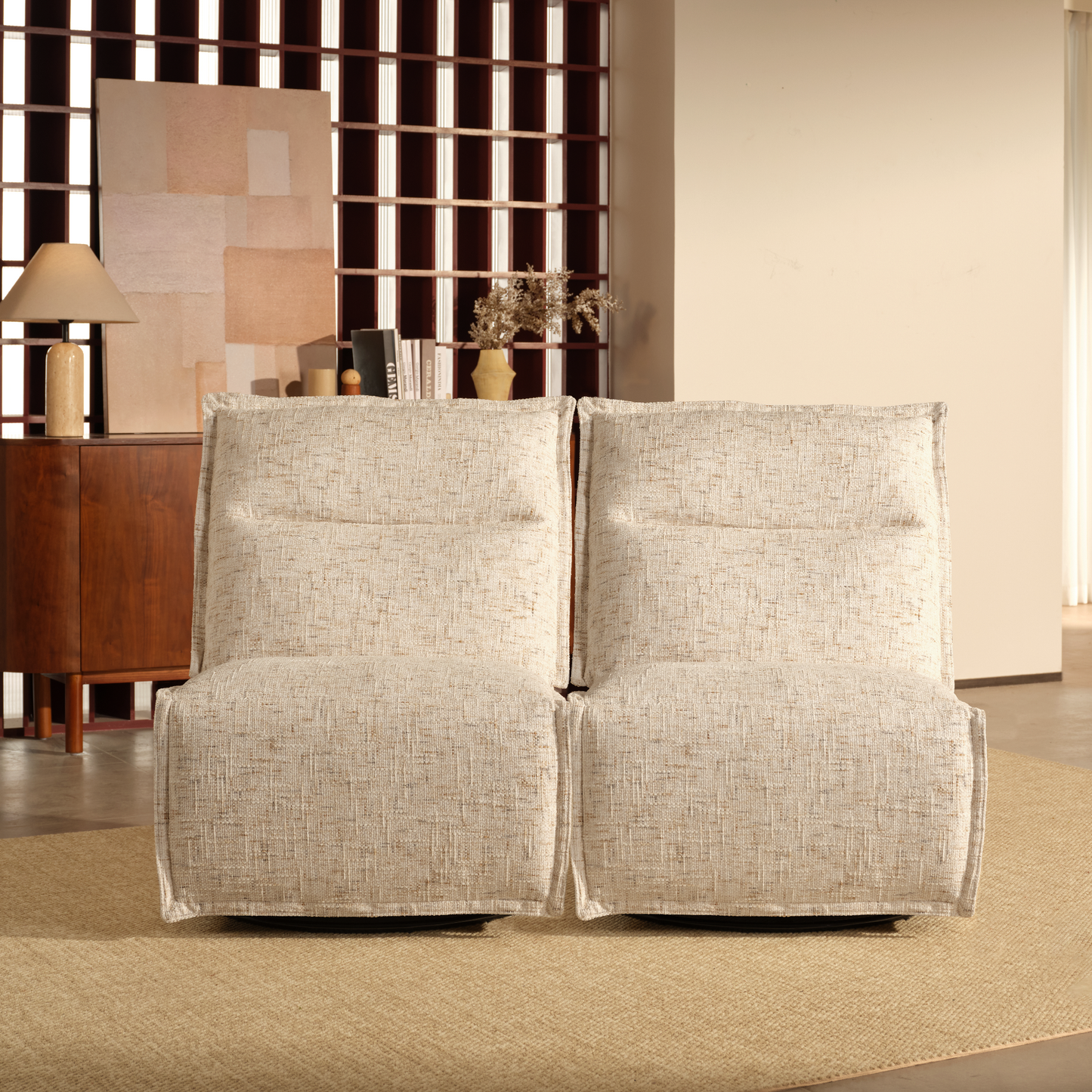 [Pre-sale] Freya Armless Power Swivel Recliner, Sandstone Beige