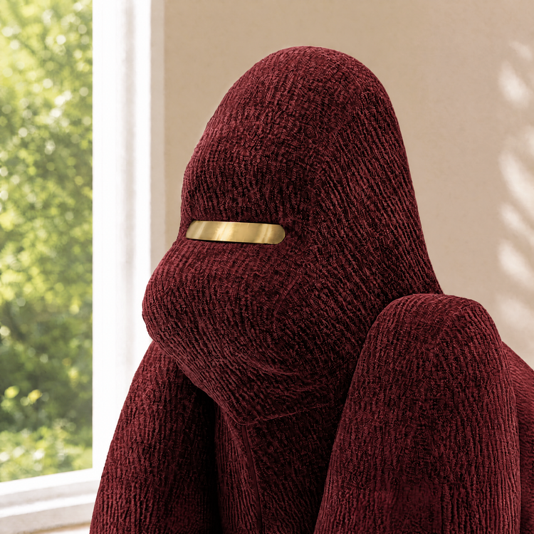 Gorilla-Shaped Accent Ottoman - Burgundy Shimmer Chenille Footrest, 24.8" Wide
