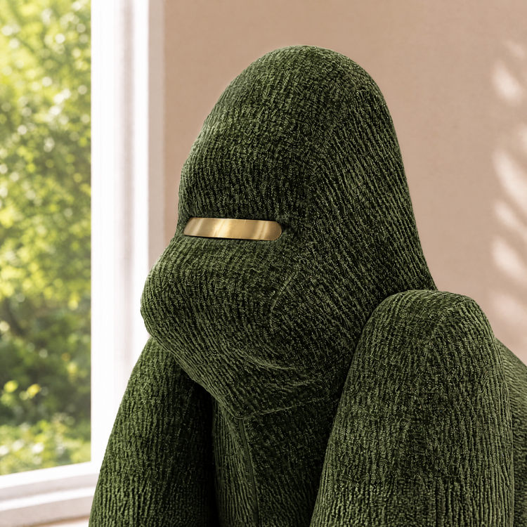 Gorilla-Shaped Accent Ottoman - Forest Green Shimmer Chenille Footrest, 24.8" Wide
